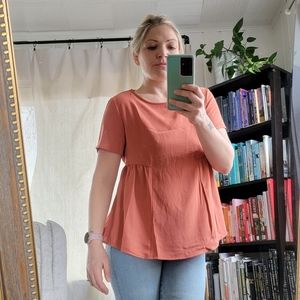 Shein apricot top with gathered fabric detail